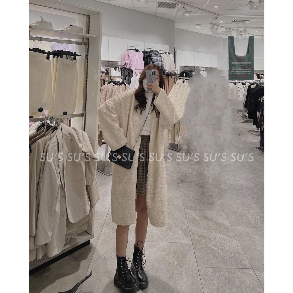 Áo Khoác Cardigan Lông Cừu Nữ [FREESHIP] BaoBao - Jacker bông choàng siêu ấm dáng dài, vintage kiểu dáng cá tính Ulzzang | BigBuy360 - bigbuy360.vn