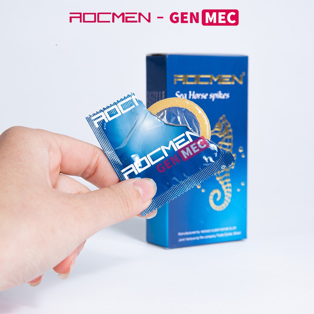 Bao Cao Su Gân Gai Rocmen Xanh - Vị Bạc Hà - Nhiều GeL Bôi Trơn - BCS Rocmen Xanh Hộp 12 bao - Siêu Thăng Hoa - Genmec