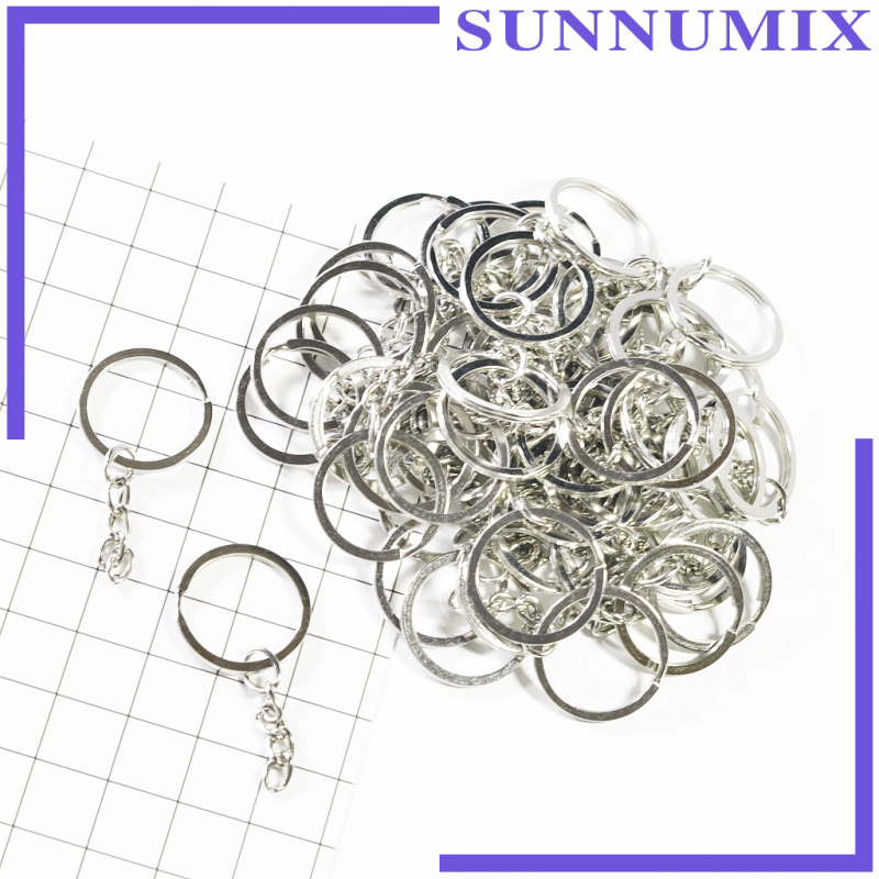 [SUNNIMIX]50Pc Split Key Rings with Chain Bulk for DIY Accessories Arts Crafts 25mm/1&quot;