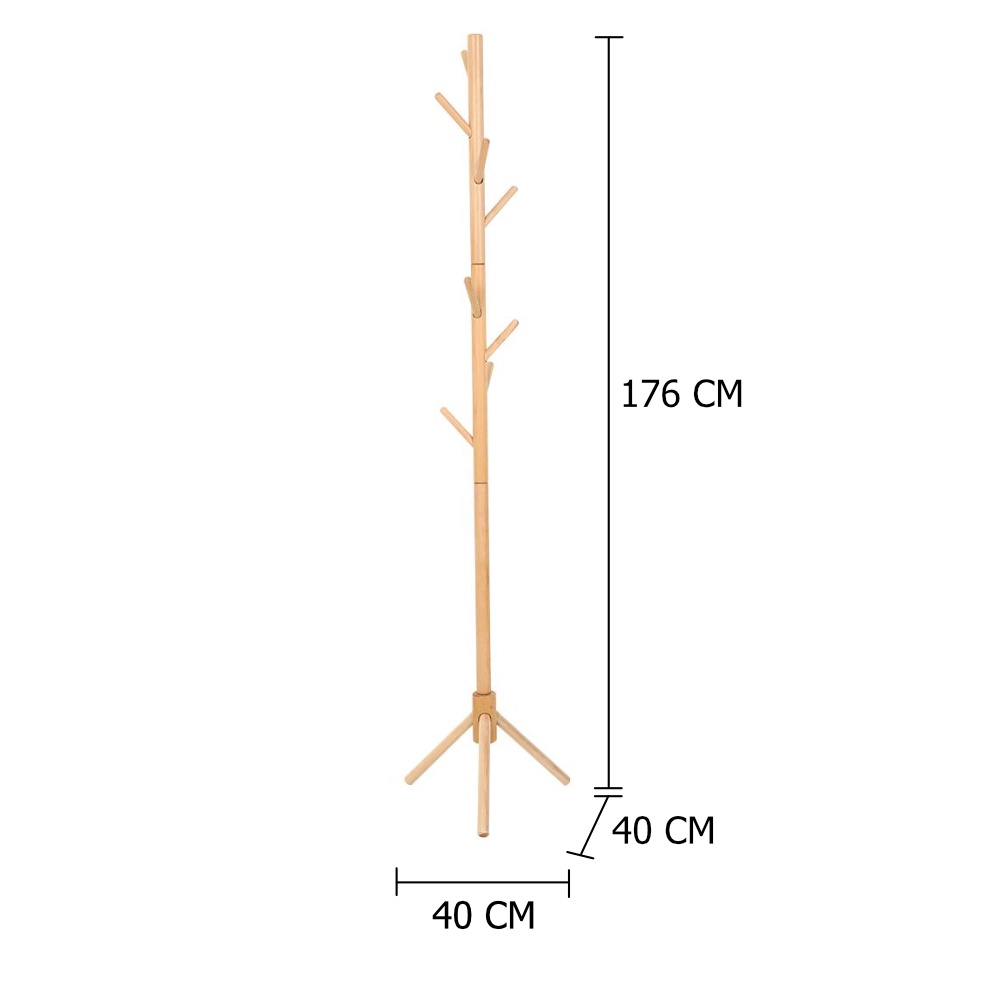 HomeBase PLIM Cây treo đồ bằng gỗ W40xH176xD40cm màu gỗ tự nhiên