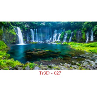 Tranh 3d bể cá cảnh mẫu tranh thác nước - tranh bể cá sẵn keo dán - tặng kèm bộ dụng cụ dán