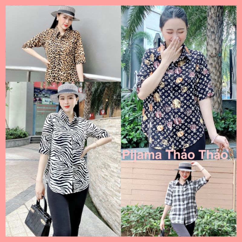 Set Bộ Cao Cấp Áo Sơ Mi Lụa Mango Quần Legging Dài Có Túi Hàng Có Size
