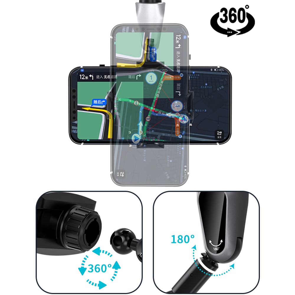 Giá Đỡ Điện Thoại / Thiết Bị Định Vị GPS Xoay 360 Độ Gắn Ghế Ngồi Xe Hơi Tiện Dụng