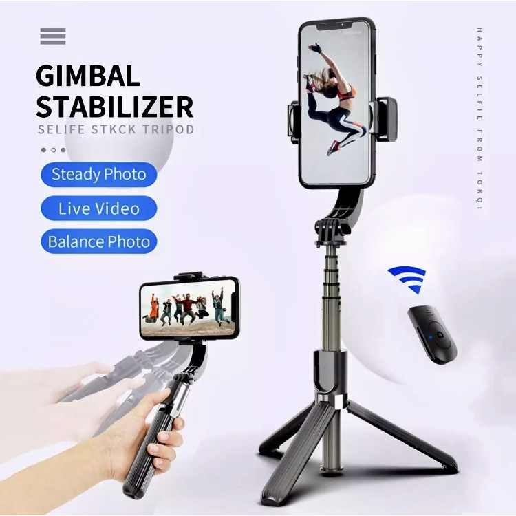 Tay Cầm Chống Rung Điện Tử Gimbal Stabilizer L08 Bluetooth có 3 chân đỡ cho Điện thoại quay video, chụp ảnh Selfie