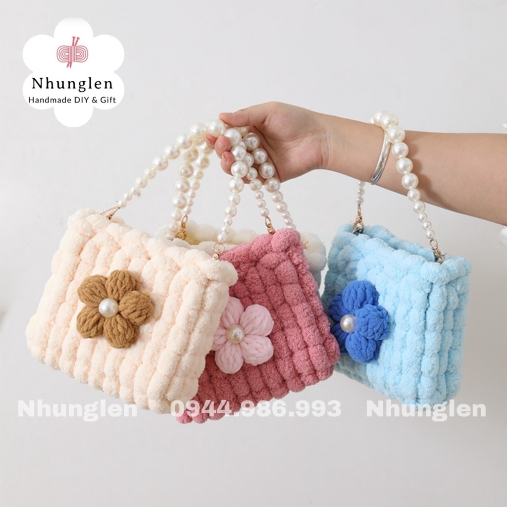 DIY Túi Handmade Tự Đan Hình Chữ Nhật Len Hạt - Phụ Kiện Đan Túi [Có video hướng dẫn]
