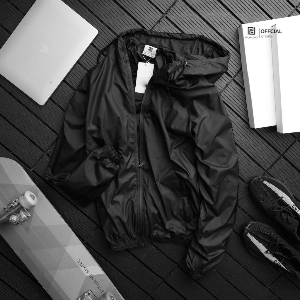 Áo khoác dù nam 2 lớp chống nắng nước có túi trong PUNDO màu basic thời trang dễ phối AKPD09