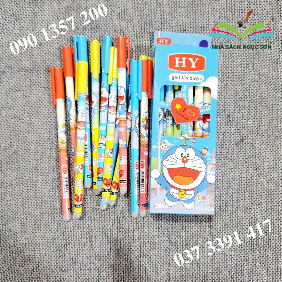 Hộp Bút Mực Tím Xoá Được Doramon HY-8107 Bút Mực Tẩy Được Cho Học Sinh Lớp 1
