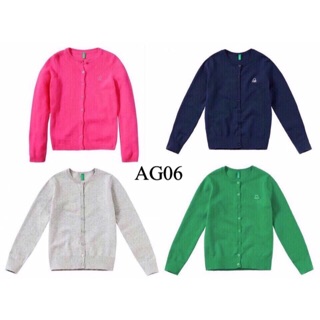 Áo len cài khuy BENETTON nhiều màu bé gái 4 - 14 tuổi