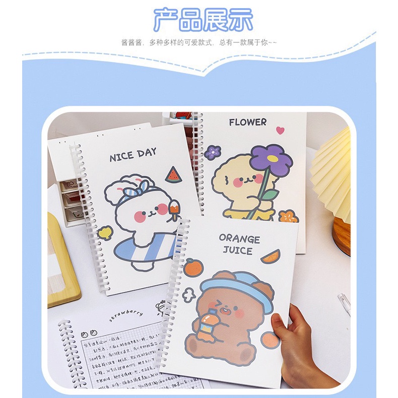 Sổ còng lỗ B5 Binder trong suốt kẻ ô dùng để luyện chữ hoặc ghi chép tiện lợi cho học sinh, sinh viên