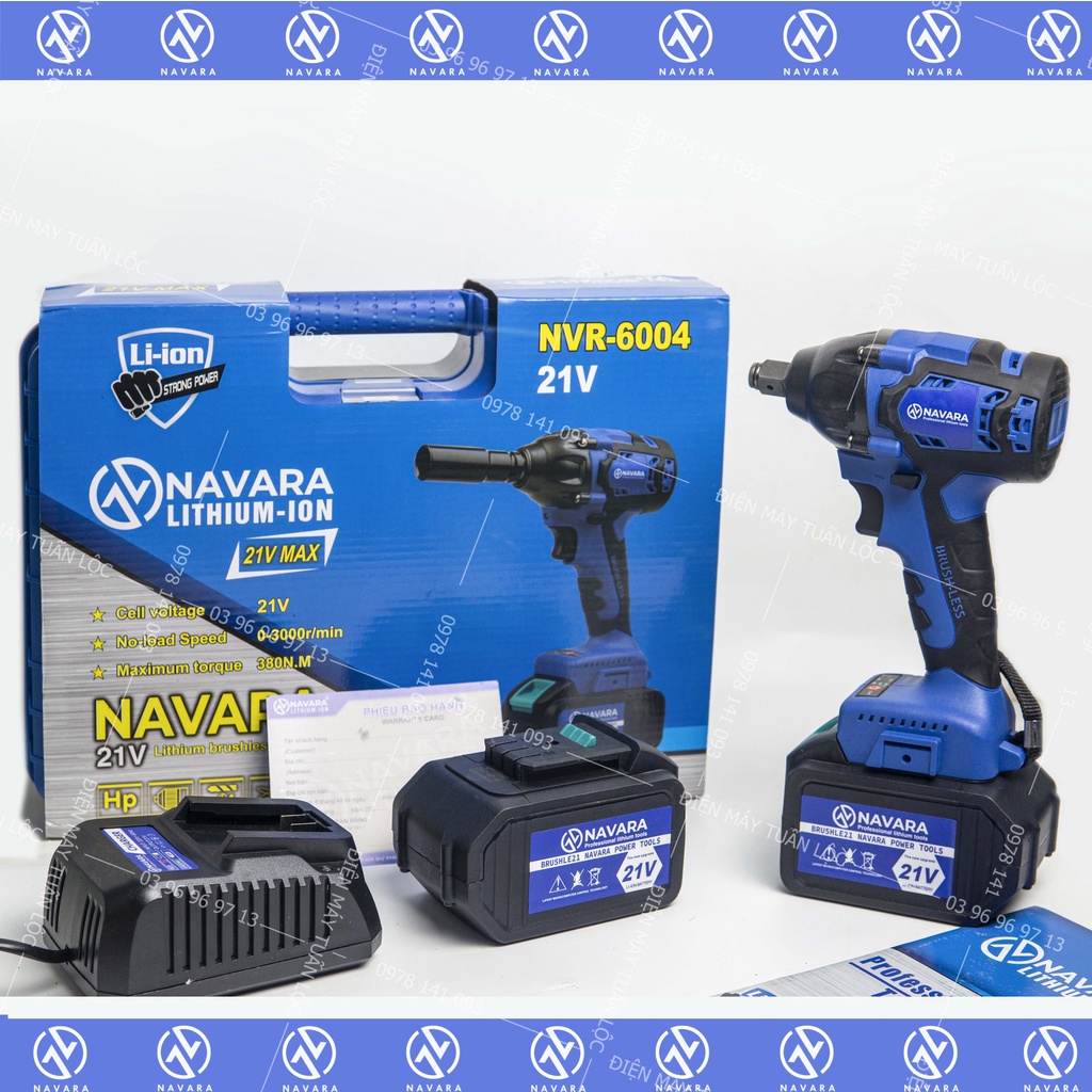 MÁY SIẾT BULONG NAVARA NVR-6004 21V, 2 PIN 15 CELL DUNG LƯỢNG 6.0AH, CAM KẾT HÀNG CHÍNH HÃNG