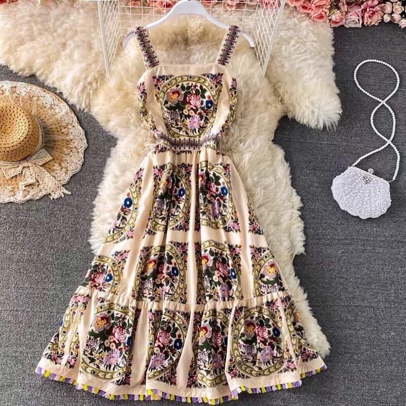 VÁY 2 DÂY BẢN TO,HOẠ TIẾT