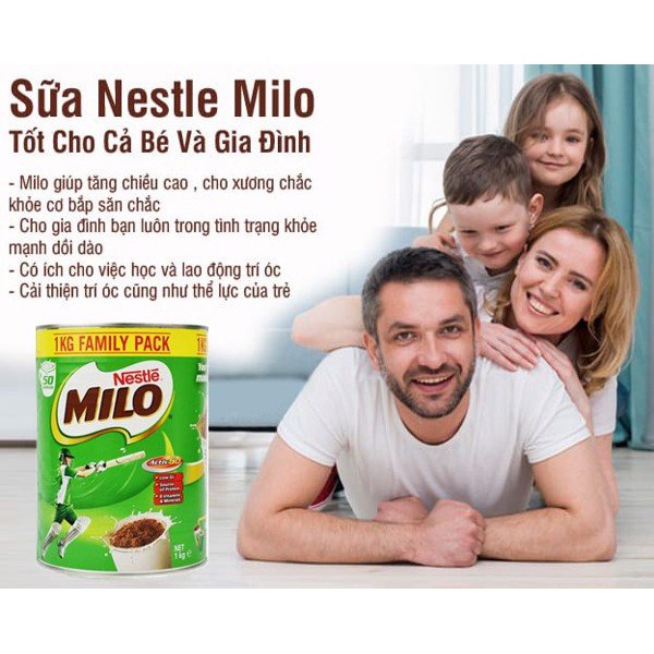 SỮA BỘT NESTLE MILO HỘP 1 KG CỦA ÚC MẪU MỚI CHO CẢ BÉ VÀ GIA ĐÌNH