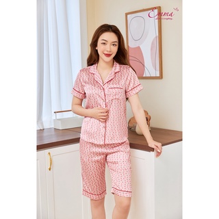 Đồ bộ mặc nhà emma pyjama lụa áo ngắn tay, quần lửng ehllu.22.45.09