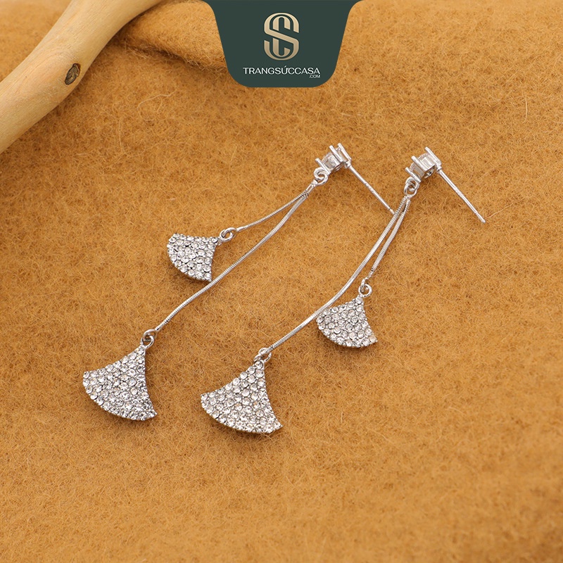 CASA Bông tai bạc mặt quạt Dior đính đá Zircon CASAE054