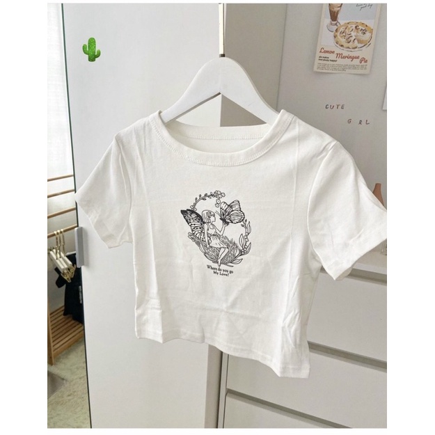 Áo thun croptop hoạ tiết in sắc xảo PC alohashop91