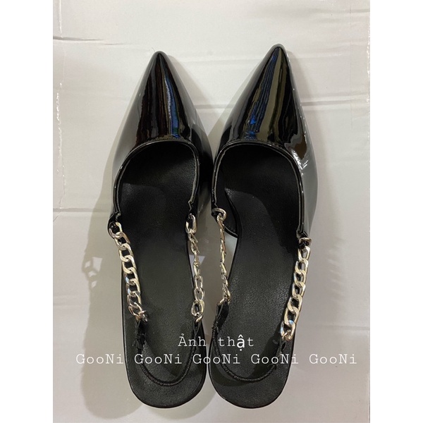 Giày cao gót, giày slingback mũi nhọn quai xích cho nữ hot trend 2022