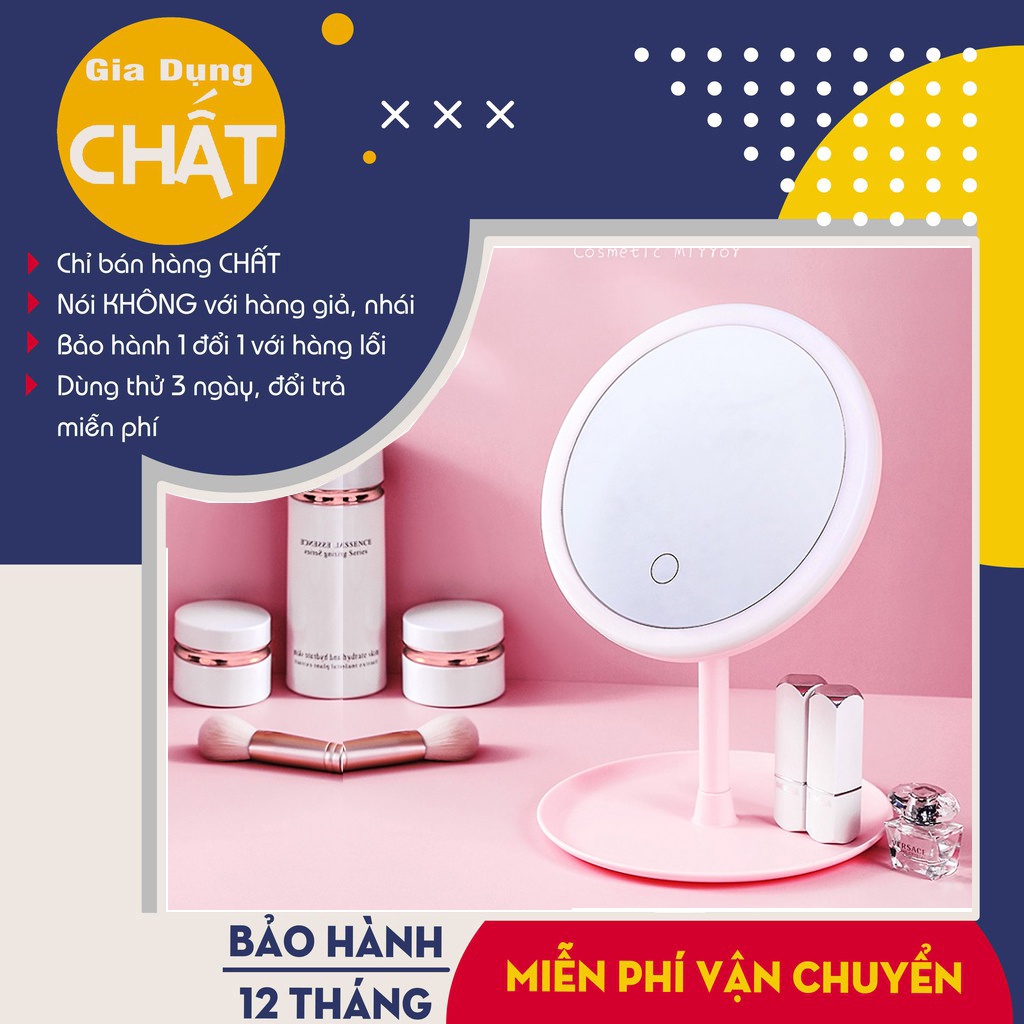[Hàng Loại 1] Gương soi để bàn tích điện đổi màu cao cấp, gương trang điểm để bàn có đèn đổi được màu -Bảo Hành 12 Tháng