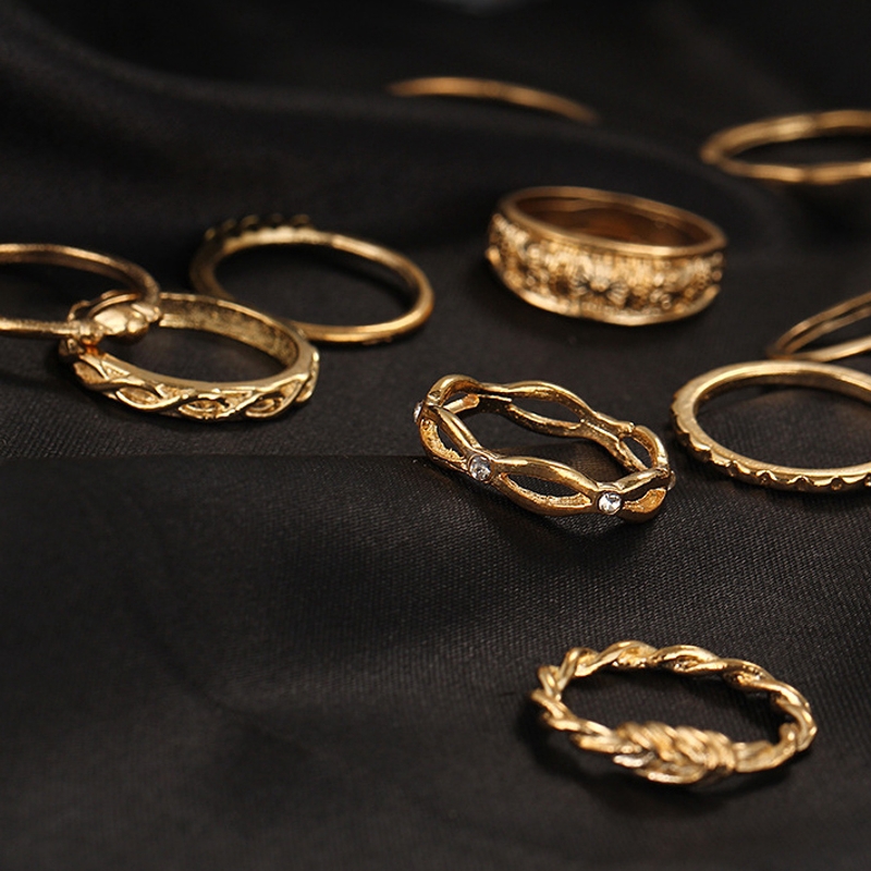 ✿INF✿12pcs/set Rings Bohemian Vintage Women Finger Rings Set