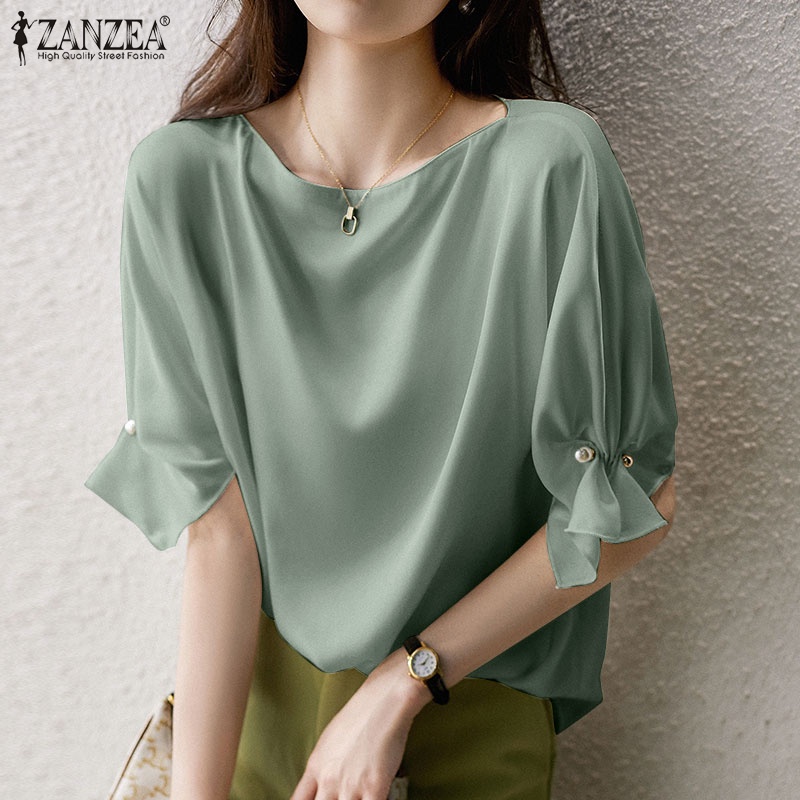 Zanzea Áo Kiểu Tay Phồng Cổ Tròn Thời Trang Cho Nữ