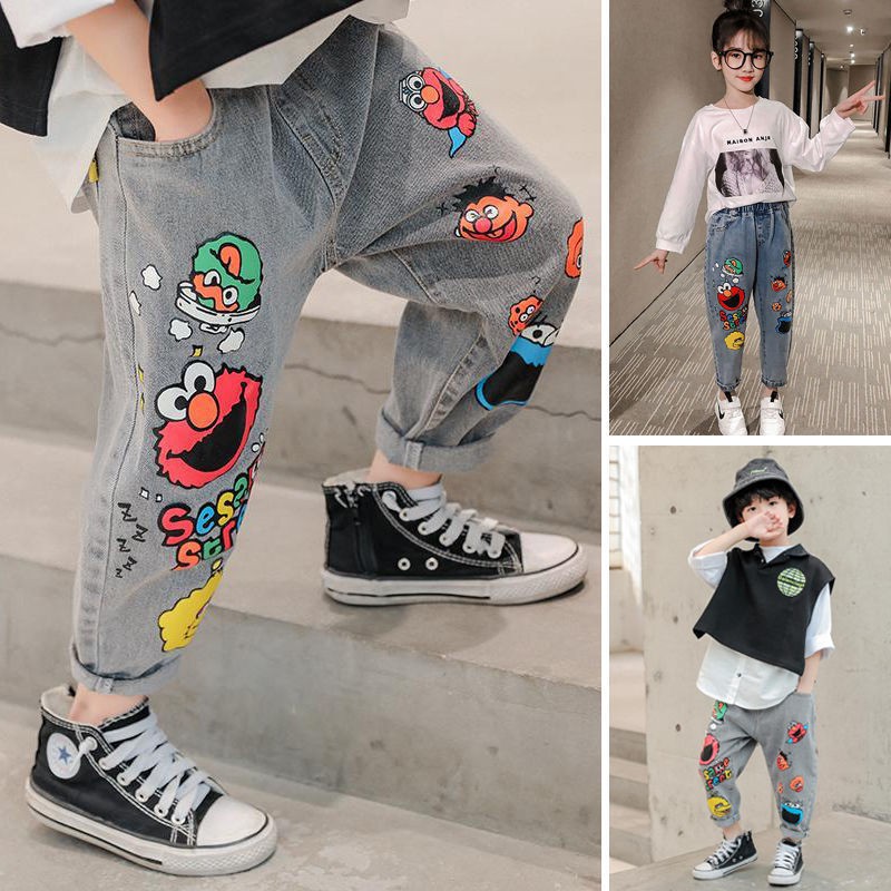Quần jean dài vải mỏng thiết kế dễ thương cho bé trai