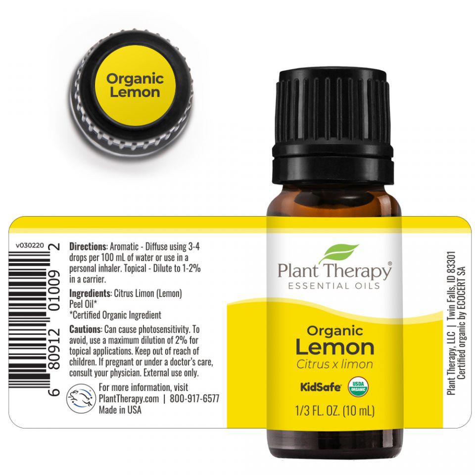 Plant Therapy - Tinh Dầu Vỏ Chanh Hữu Cơ - Lemon Organic KidSafe Essential Oil - 10mL