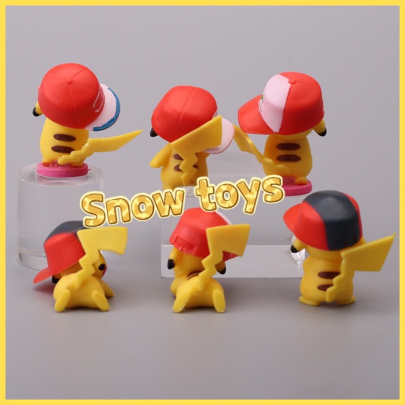 Mô hình Pikachu - Trọn bộ 6 mô hình Pikachu đội mũ cực dễ thương - Cao khoảng 3 ~ 4cm