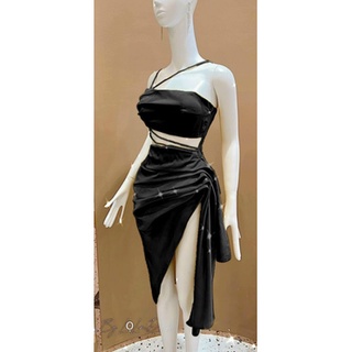 đầm body cúp ngực kết đá tà lệch