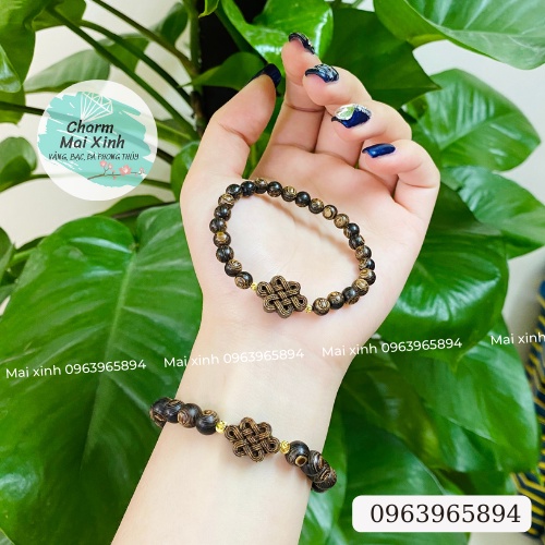 Vòng Tay Trầm Hương Sánh Chìm Nút Thắt Cát Tường - 6mm & 8mm - Vòng tay Nam Nữ - Vòng gỗ tự nhiên