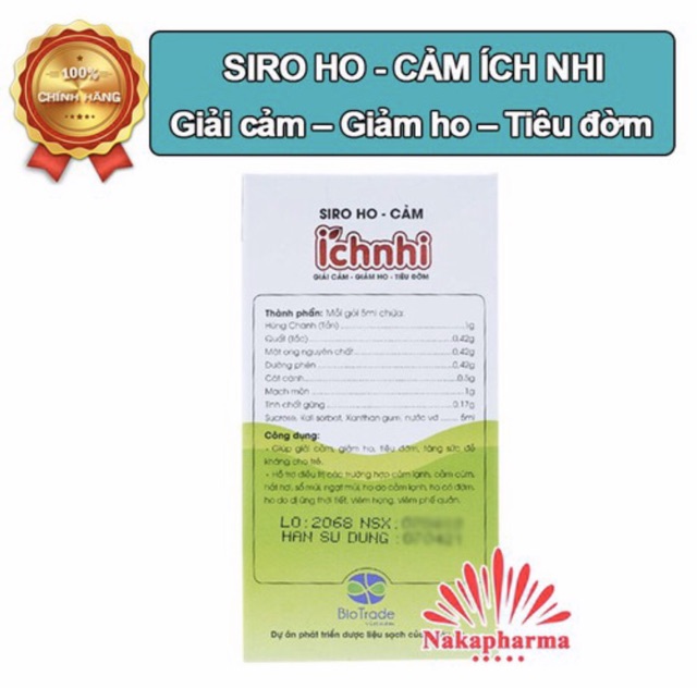 ✅ Siro Ho Cảm Ích Nhi – Giúp giải cảm, giảm ho, hắt hơi nghẹt mũi, sổ mũi, tiêu đờm, tăng sức đề kháng