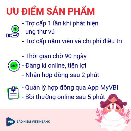 TOÀN QUỐC[E-Voucher] Bảo hiểm ung thư vú - Gói QUYẾN RŨ (56-65 tuổi tái tục) VBI - VIETINBANK