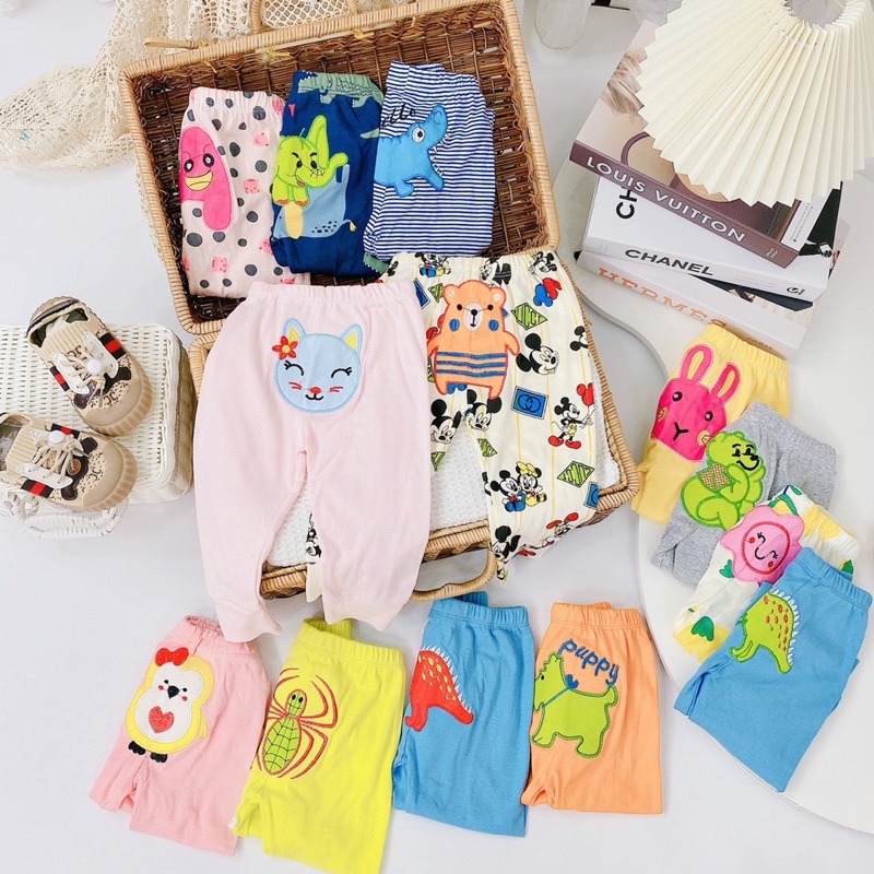 Lố 10 quần dài bozip Mông thêu bé gái (6-16kg)