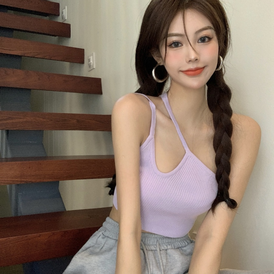 DUNEA Áo Dệt Kim Sát Nách Dáng Ngắn Quyến Rũ Trẻ Trung Cho Bạn Gái