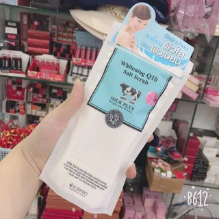 Muối sữa tắm trắng Scentio Milk Plus Whitening Q10 Salt Scrub 300g