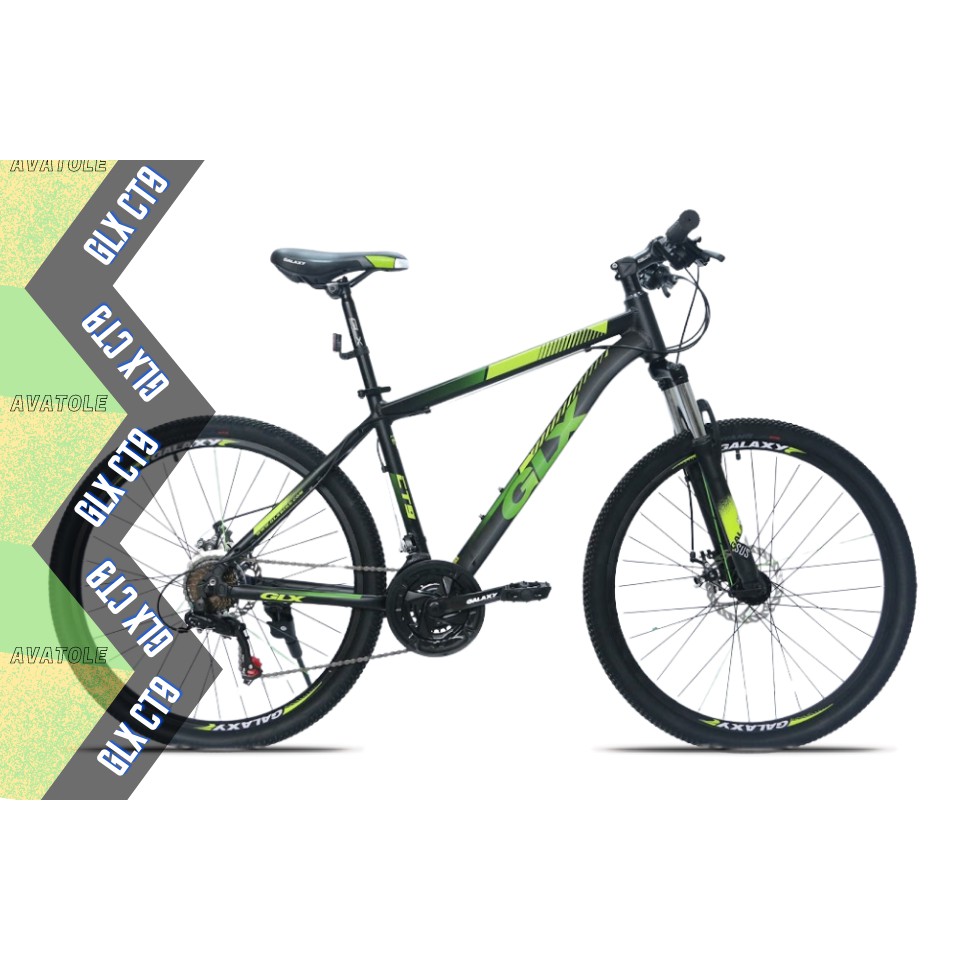 Xe đạp địa hình GLX CT9, Khung sườn hợp kim nhôm, Bộ truyền động Shimano Tourney 21Speed, Màu Cốm Đen