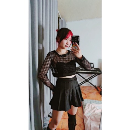 ÁO CROPTOP DÀI TAY REN LƯỚI, ÁO TẬP NHẢY DANCE