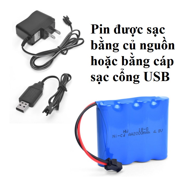 [Mã LIFE0503TOYS giảm 10% đơn 0Đ] Pin sạc Ni-Cd 4.8v 2000mAH cổng SM dùng cho xe mô hình điều khiển