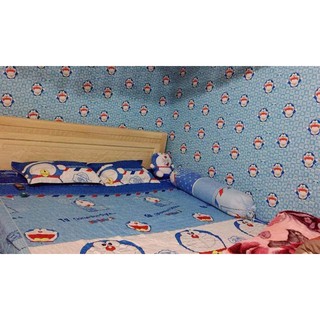 ( tặng kèm dụng cụ ) combo 10m giấy dán tường doremon xanh đậm