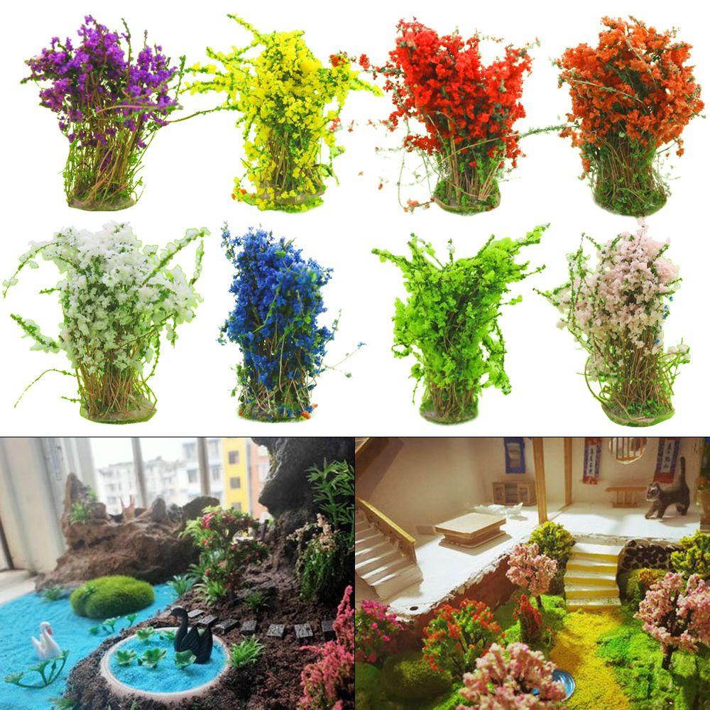 Jane Set 4 Cụm Đế Hoa Thu Nhỏ Trang Trí Mô Hình Đường Ray Xe Lửa DIY