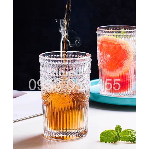 Ly thủy tinh uống rượu Tây pha lê viền nhũ vàng cao cấp, cốc uống rượu whisky Retro wine glass