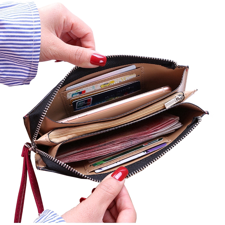 Ví nữ dáng dài có khóa kéo đa năng phong cách Hàn Quốc