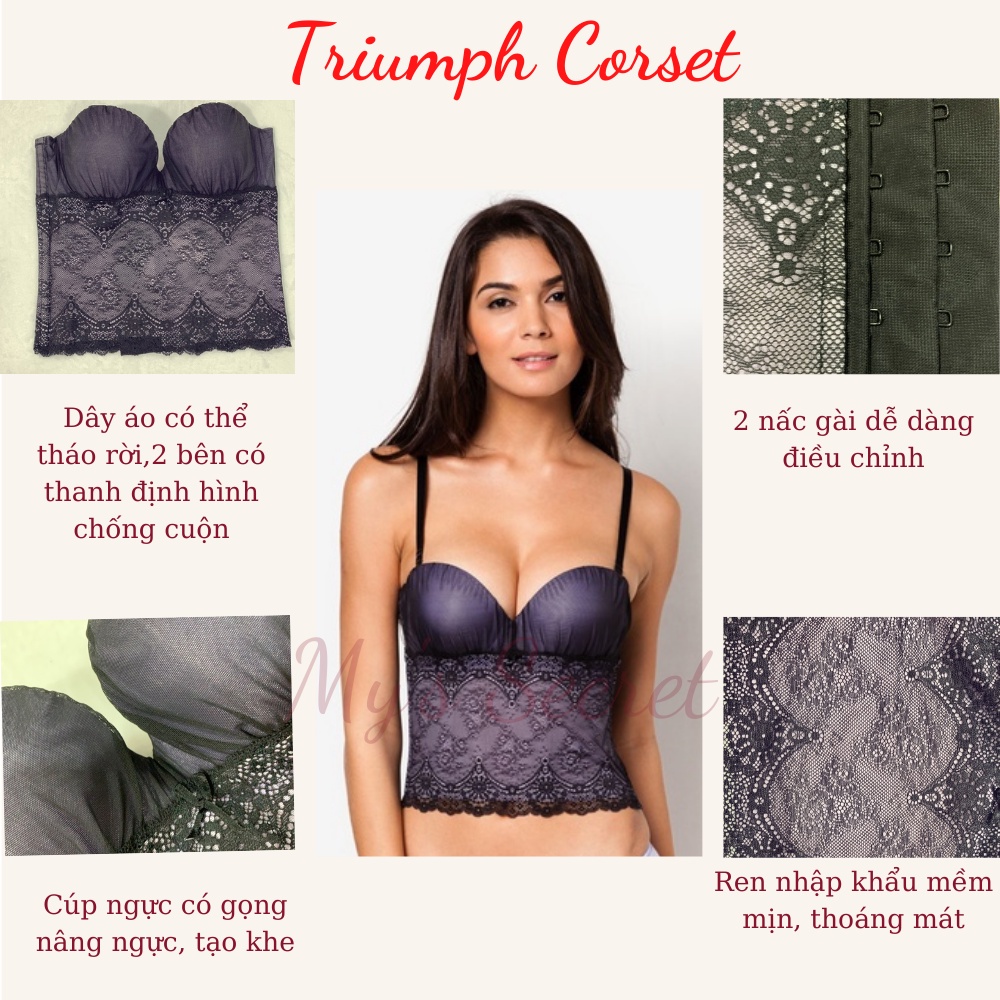 Áo ngực_áo Corset có gọng ren 2 lớp SIÊU đẩy vòng 1, thắt vòng 2
