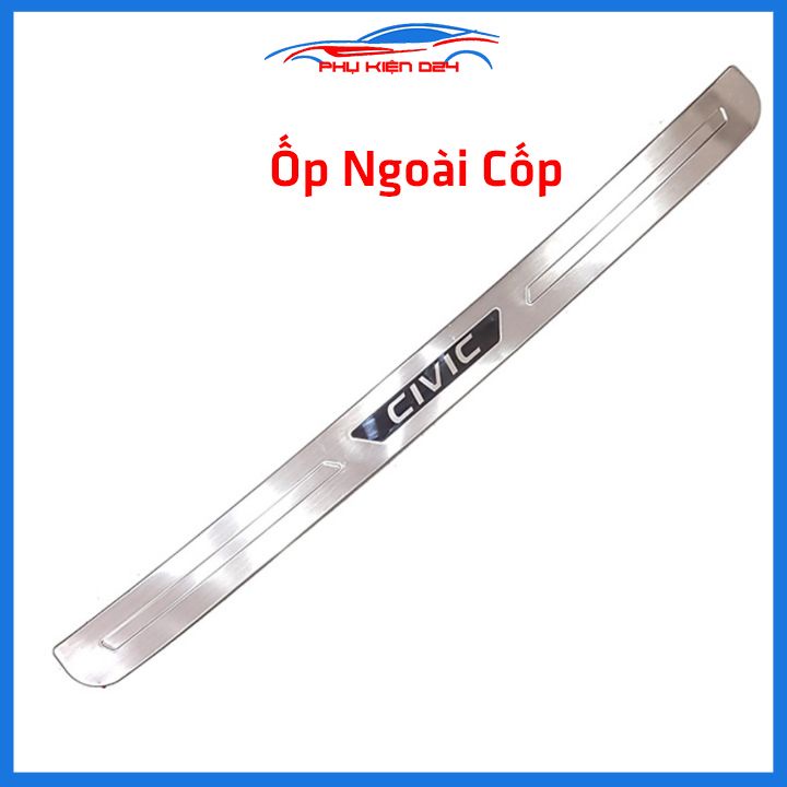 Ốp chống trầy cốp Civic 2016-2017-2018-2019-2020-2021 inox sáng bóng bảo vệ xe chống va đập