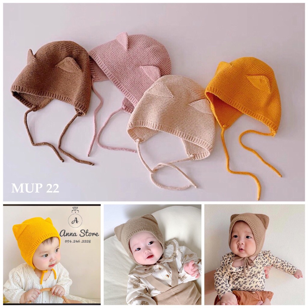 MUP 22 : Mũ len 2 tai kute cho bé 40-50cm