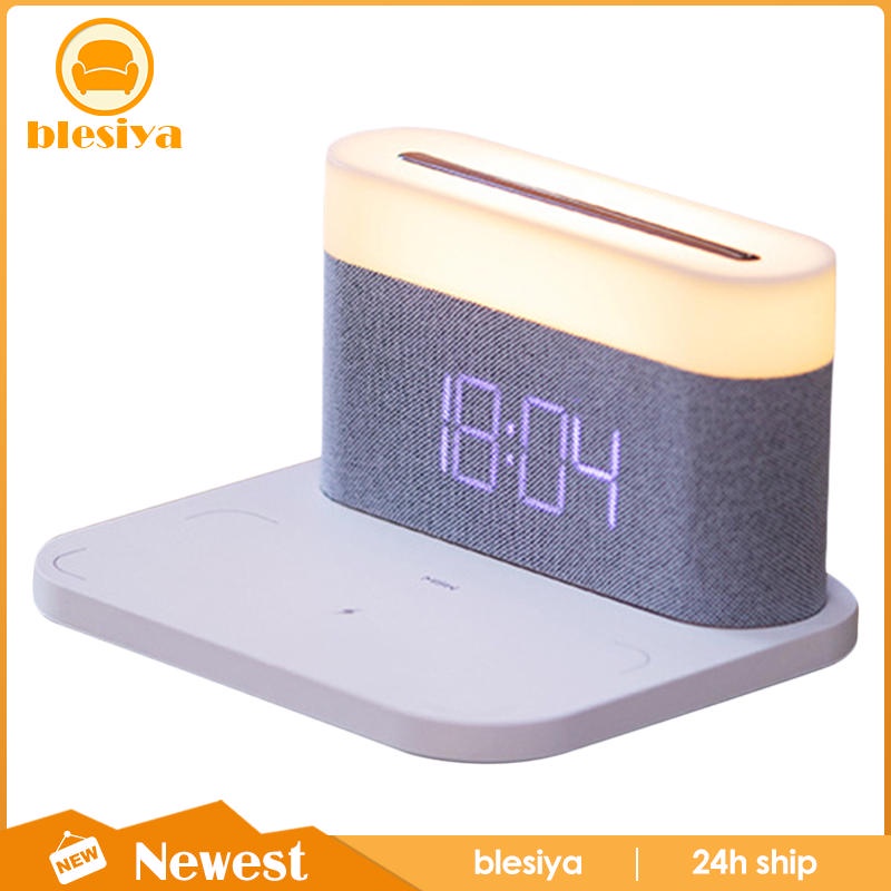 Bộ Sạc Không Dây Tích Hợp Đồng Hồ Báo Thức Kỹ Thuật Số 3 Trong 1 Có Đèn LED Ban Đêm