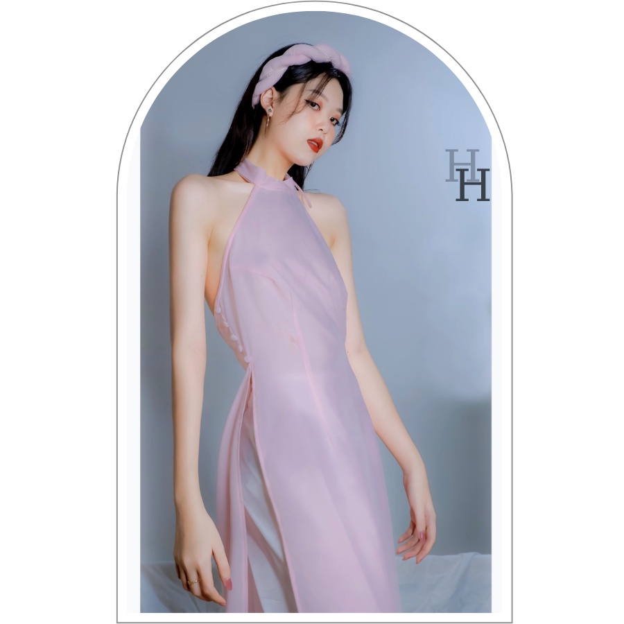 Set bộ áo dài yếm cách tân đính nút eo &amp; mấn đính hạt HS115 Hỉn Hỉn Store