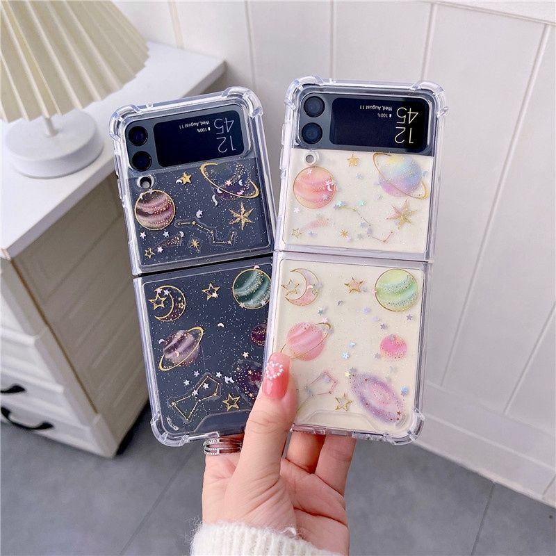 Ốp Samsung Z Flip5 - Z Flip4 - ZFlip3 - ZFlip 4 - Z Flip 5 5G chống sốc họa tiết vũ trụ 3D lấp lánh