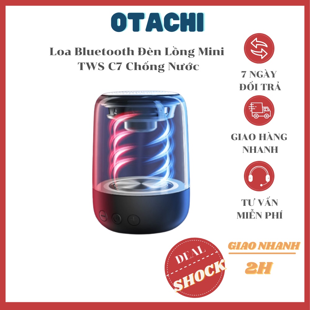 Loa Bluetooth Mini C7 Trong Suốt Nhấp Nháy 7 Màu Bass Mạnh Mẽ Chống Nước Tiện Dụng
