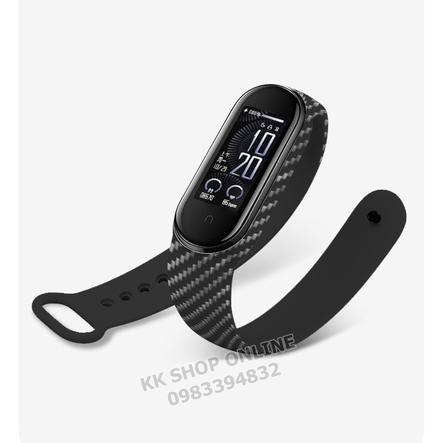 Dây đeo miband họa tiết vân carbon cho Xiaomi Miband 3 4 5 6