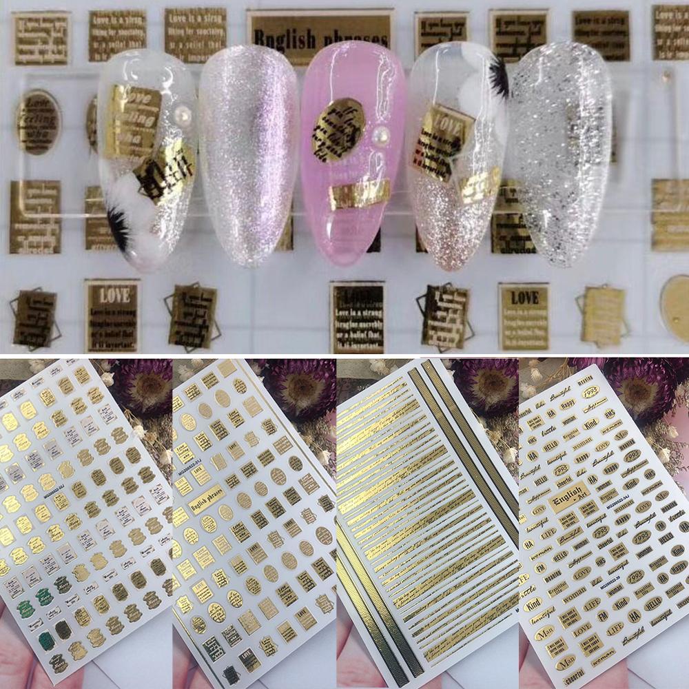 Miếng Dán Trang Trí Móng Tay in Chữ 3D Độc Đáo