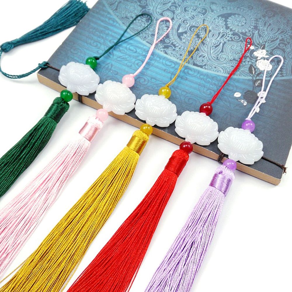 Tua rua mặt ngọc trắng hình hoa sen nhiều màu tùy chọn trang trí ô tô/rèm cửa/chìa khóa phong cách cổ trang